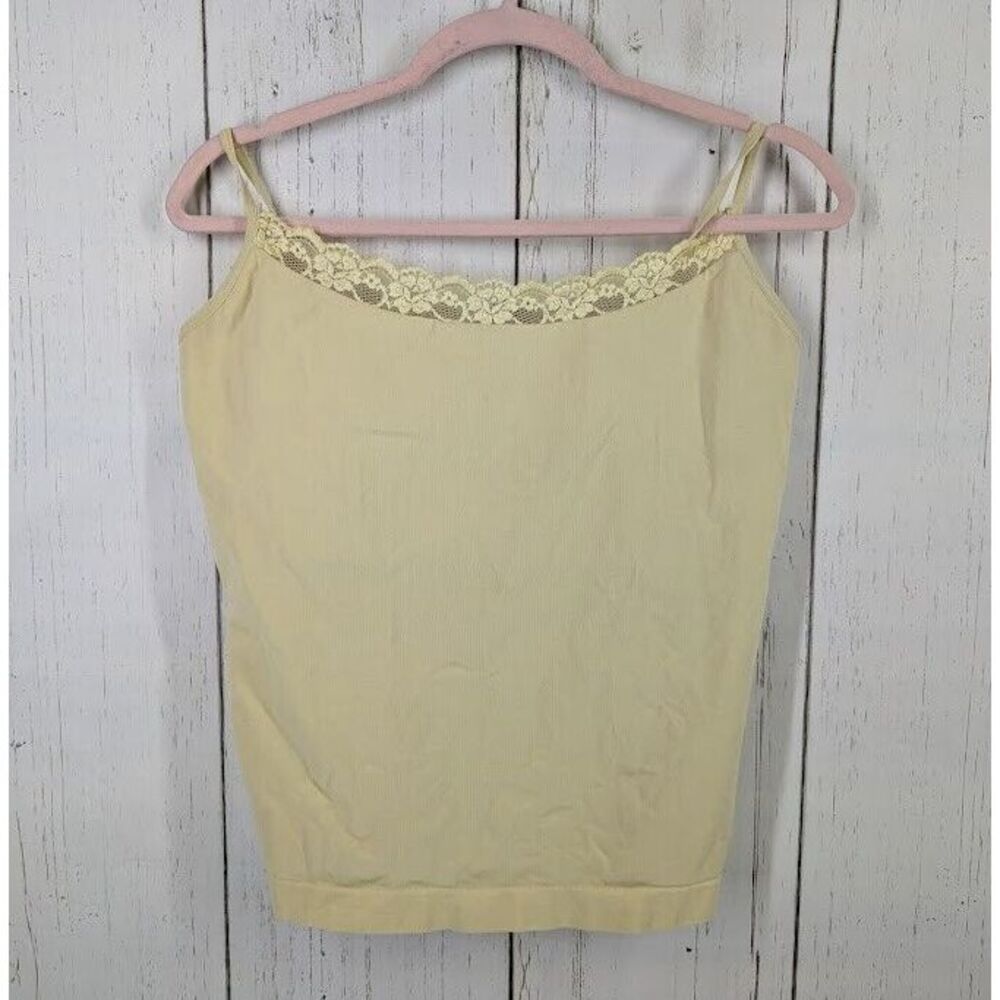Valerie Stevens Size Large Yellow Lace Womens Sleeveless Casual Tank Top